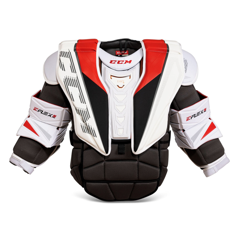 CCM Extreme Flex 5 Pro - Plastron de gardien de but Pro d'occasion (blanc/rouge)